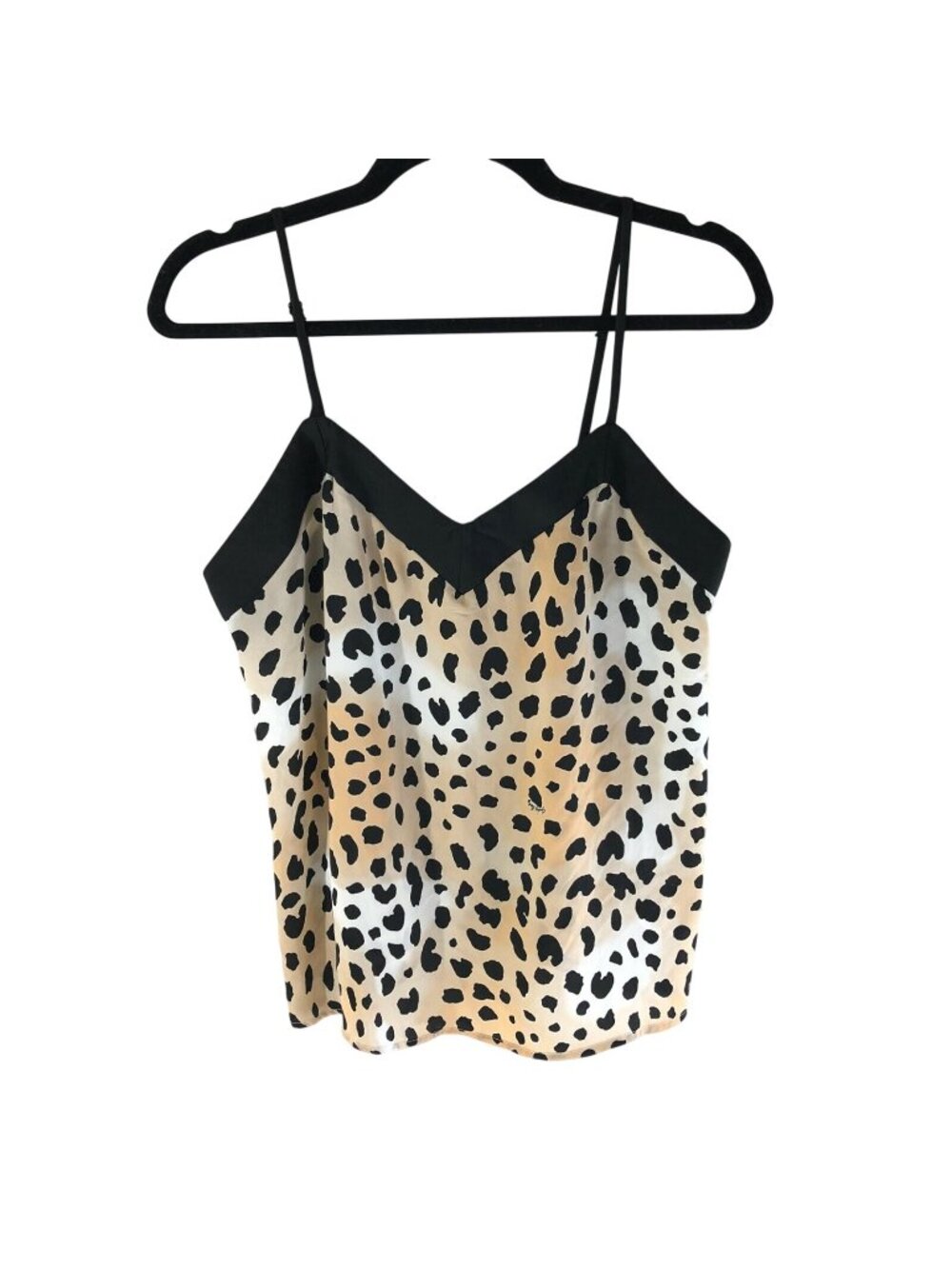 Shady Lady Womens Camisole Top Leopard Print V Neck Black Beige Size S